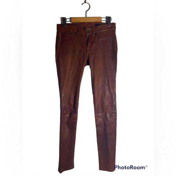 Rag and Bone cognac brown lamb leather pants jeans sz 26 - Picture 3 of 8